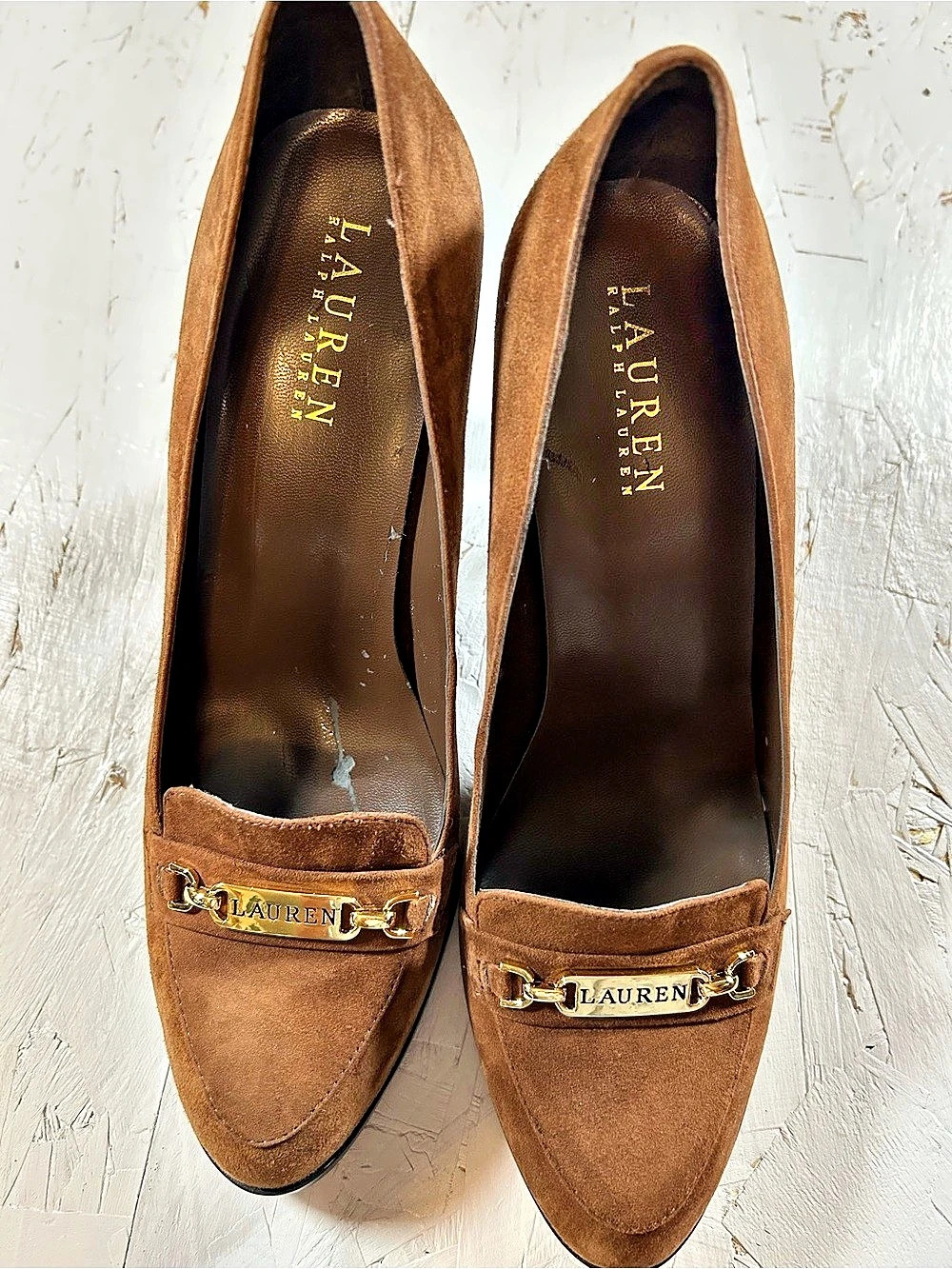 Lauren Ralph Lauren Brown Suede-Style Heels